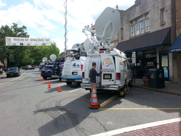 Media still on the scene late Friday afternoon after Coda internal building collapse 
