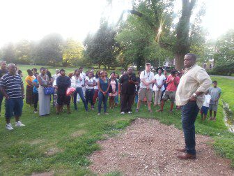 Tamir Harry's Uncle addresses the crowd.