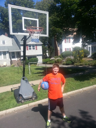 Jacob Kasdan at his basketball hoop