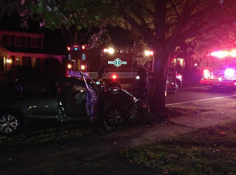 September 19, 2014. Vehicle crashed into a tree in front of 707 Prospect St.