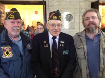 John Southard, Bernie Crystal and Jerry O'Connell — three veterans united in remembrance.