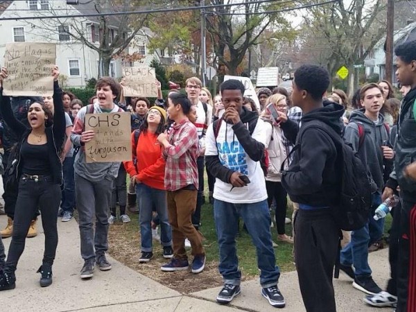 Columbia High School students protest Ferguson MO grand jury decision. November 25, 2014.