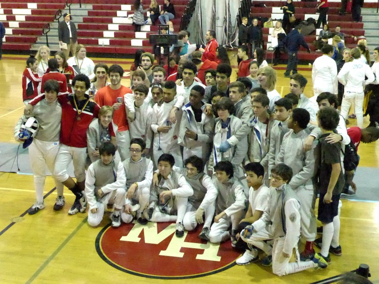 Columbia High School Boys Fencing team after winning the silver in the state championships.