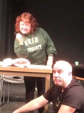 Fran Shultz and Jeff Taylor rehearse Fuddy Meers at the Burgdorff.