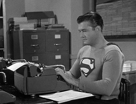 Superman Typing Typewriter
