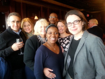 South Orange Village President Candidate Emily Hynes (far right) with supporters at her campaign kick off.