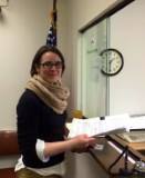 South Orange VP candidate Emily Hynes filling her petition at the Village Clerk's office.