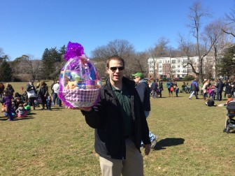 Rec Director Keith Knudsen at the Maplewood Egg Hunt, March 2015.