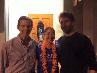 Former SO VP Doug Newman, newly elected VP Sheena Collum and outgoing VP Alex Torpey (credit Collum's Facebook page)