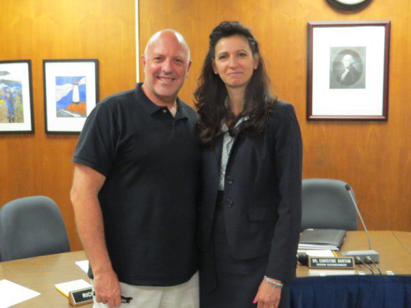 Board of Ed President John Westfall-Kwong and Dr. Christine Burton Milburn Schools