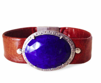 A lapis leather cuff from Pamela Bloom Jewelry.