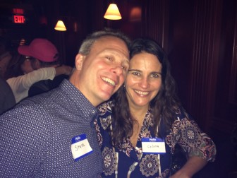 South Orange Trustee Steve Schnall and with SOPAC Director of Audience Services Celina Herrero