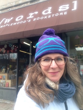 Nookietown author V.C. Chickering in front of Words Bookstore in Maplewood.