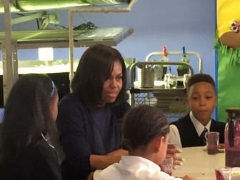 First Lady Michelle Obama visit Philip's Academy in Newark on April 7, 2016. Photo from the Philip's Education Partners Facebook page