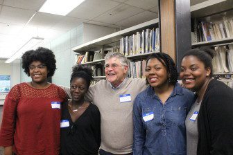 CHS Class of '65 grad Tom Bass with scholarship recipients Angel Lane, Ilana Sabio, Nirlange Heriveaux and Ciara Rolle-Harris.