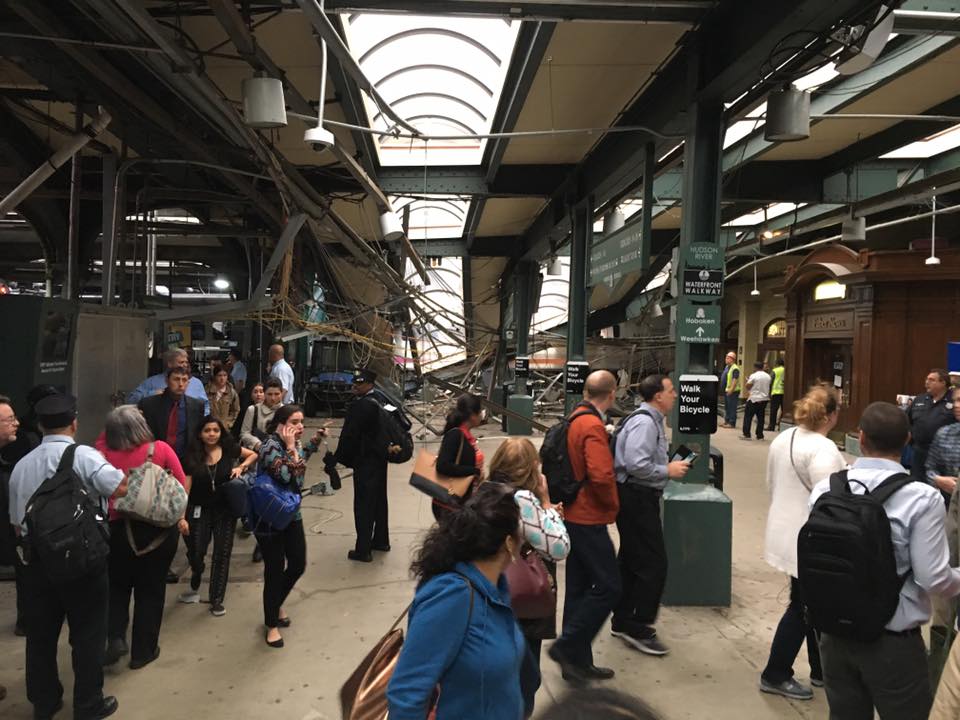 Hoboken Train Station moments after a train crashed into the platform. Photo: Brian Farnham