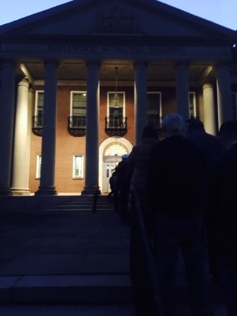 Maplewood voters lined up outside Town Hall on November 8, 2016 at 6 a.m. Photo by Claire Sinclair