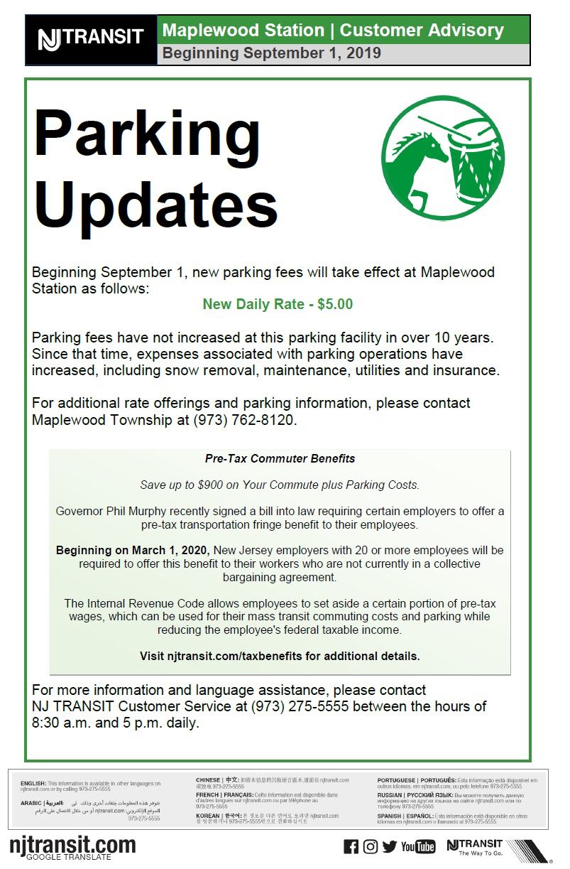 Parking Rates at Maplewood Train Station, Baker St. Lot to Go Up in September The Village Green