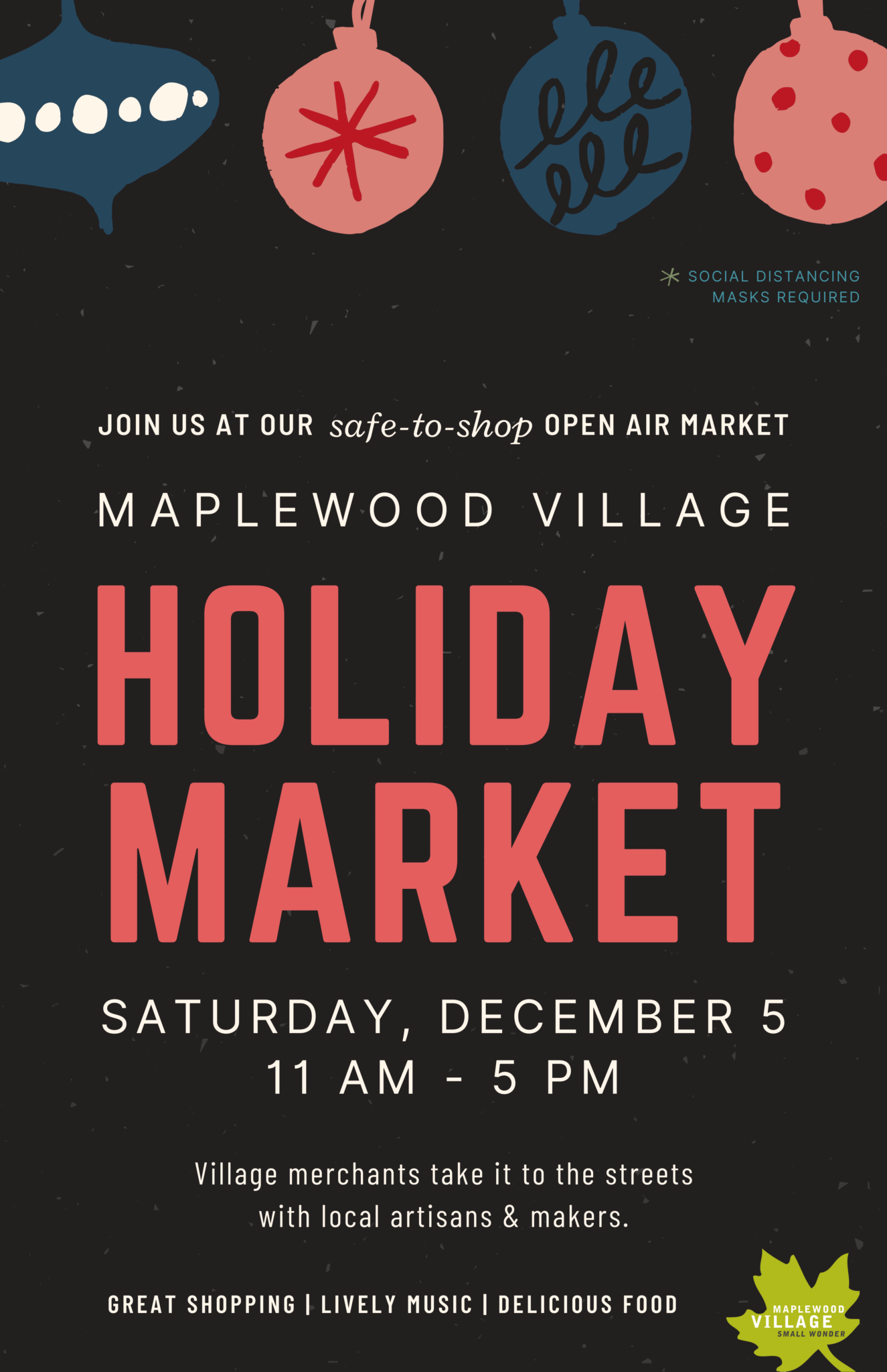 Maplewood Village Alliance to Host Outdoor Holiday Market on December 5