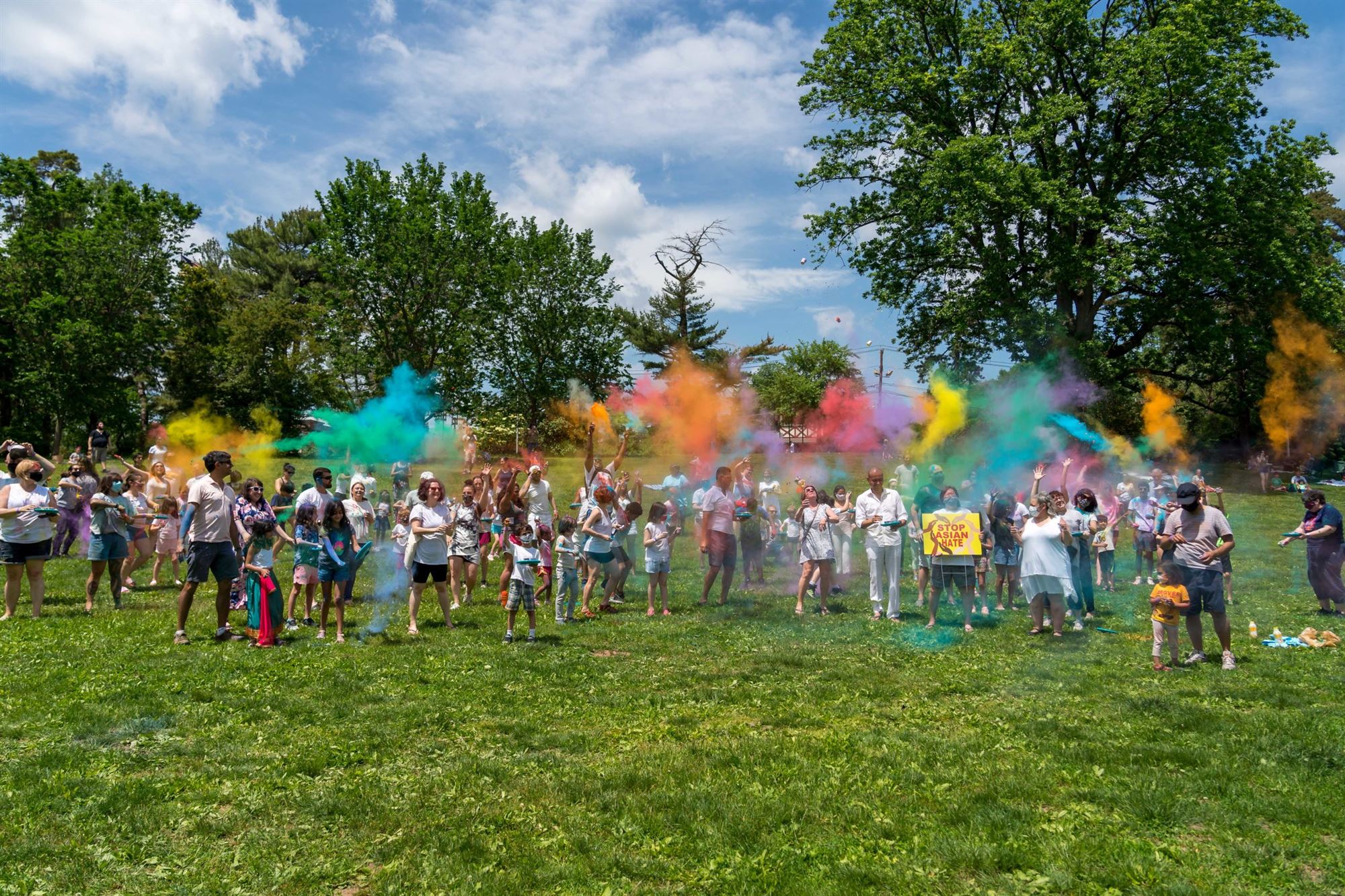 Throwing Color Holi Festival in Maplewood's Memorial Park The