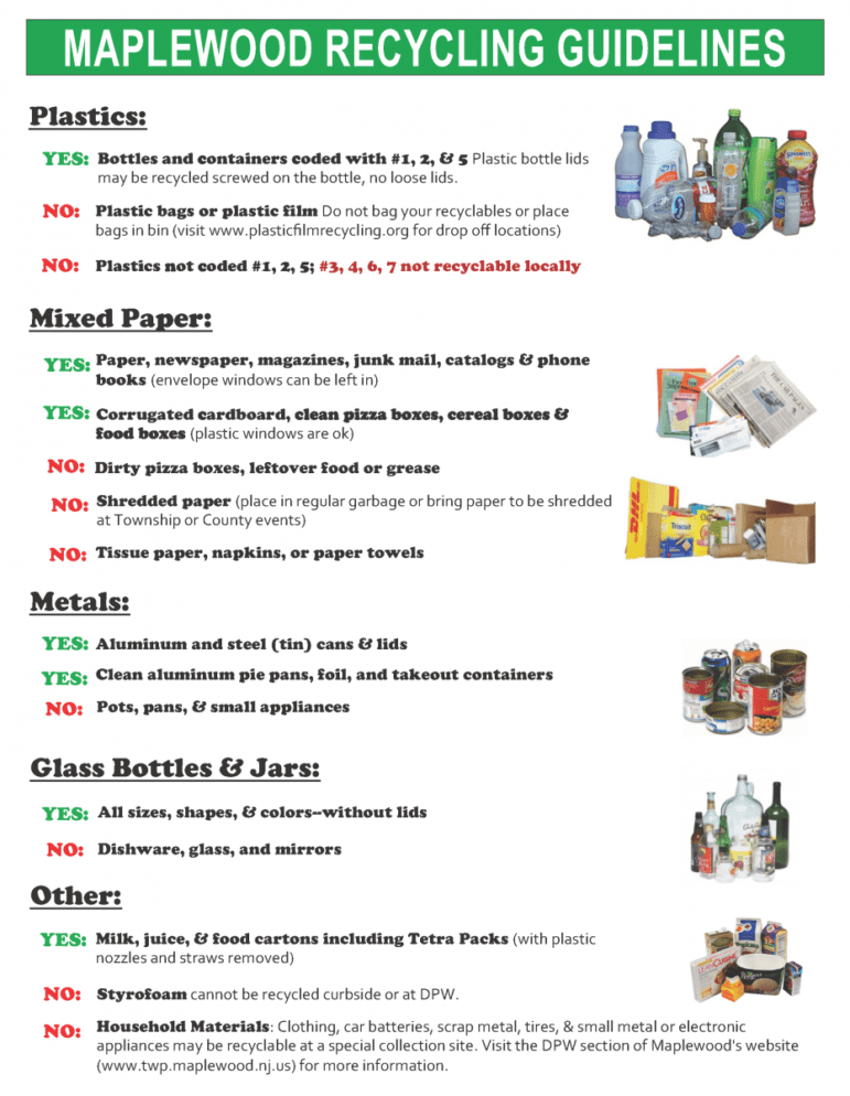 Maple Ridge Recycling Guide Maplewood Township Updates Recycling Guidelines - The Village Green